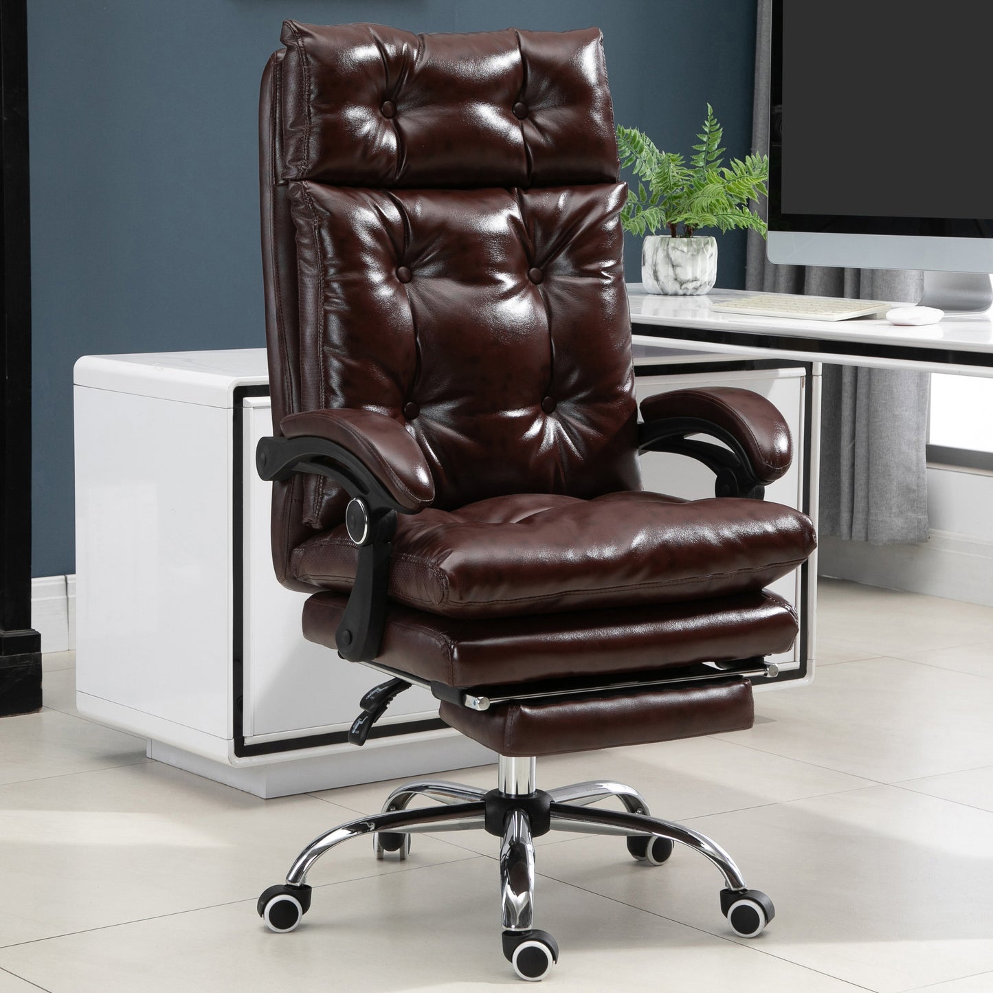 Scaun de Birou Ergonomic Suport pentru picioare Detasabil Inaltime Reglabila Maro
