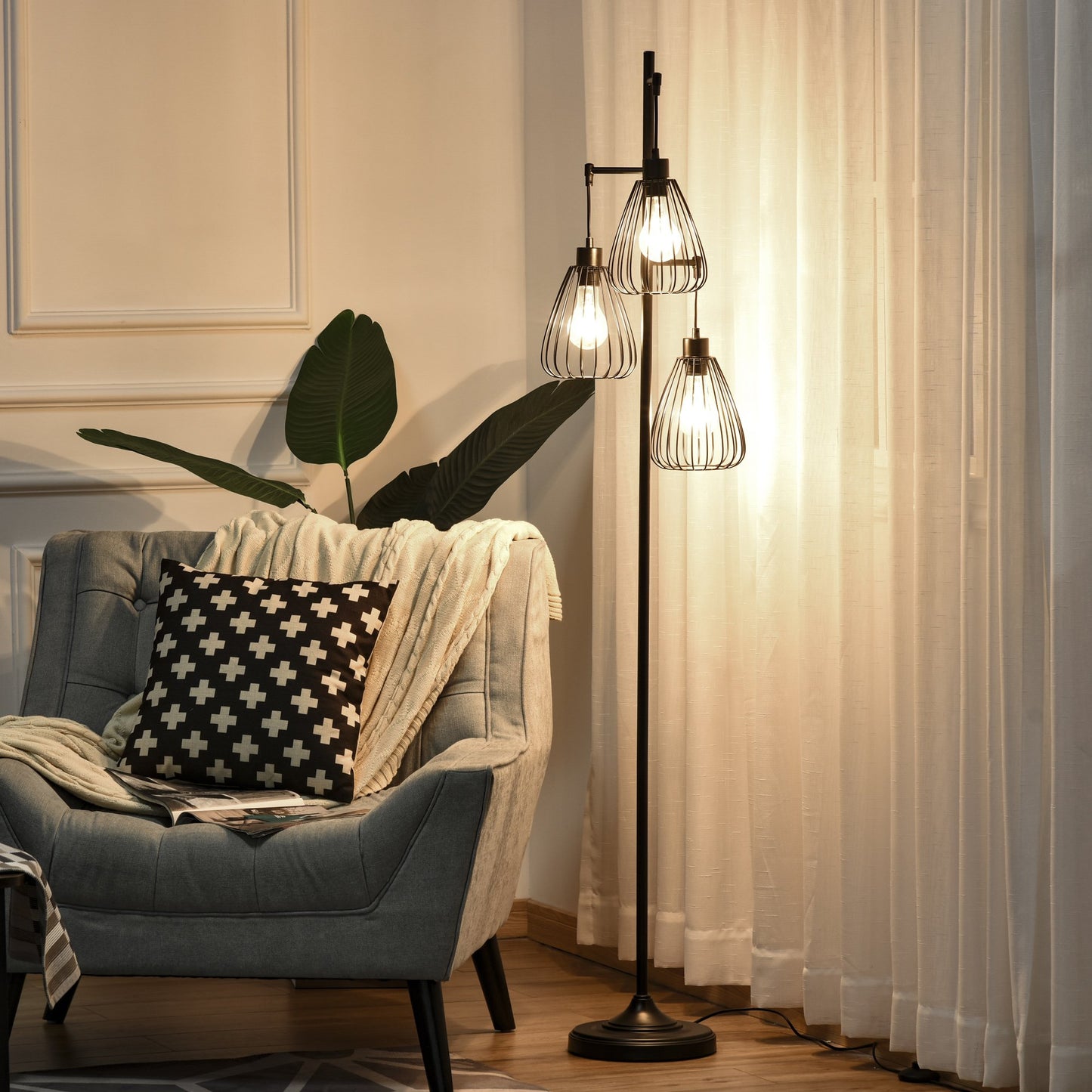 Lampa de podea Lampă cu picior Design vintagecindustrial din metal culoare negru