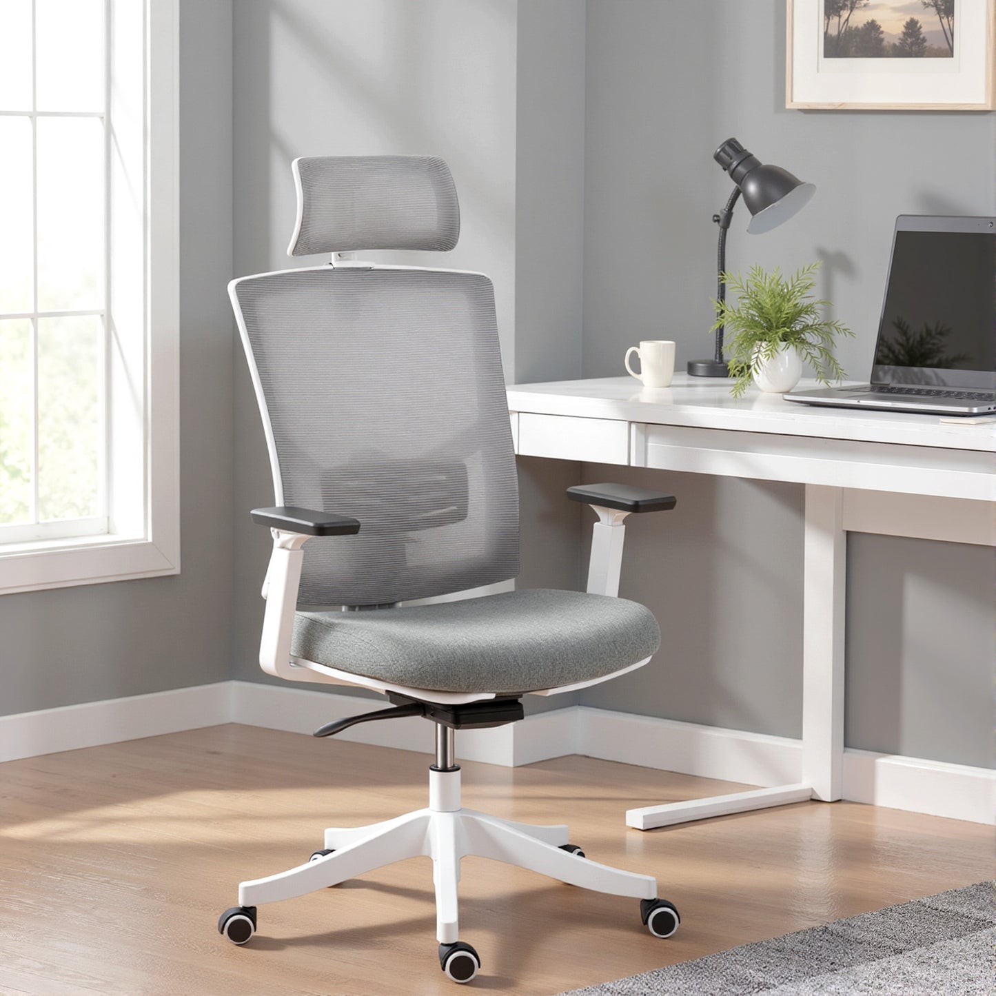 Scaun de Birou Ergonomic și Respirabil cu Suport Lombar Dinamic 4D, 64.5x62.5x112-122 cm, Multicolor