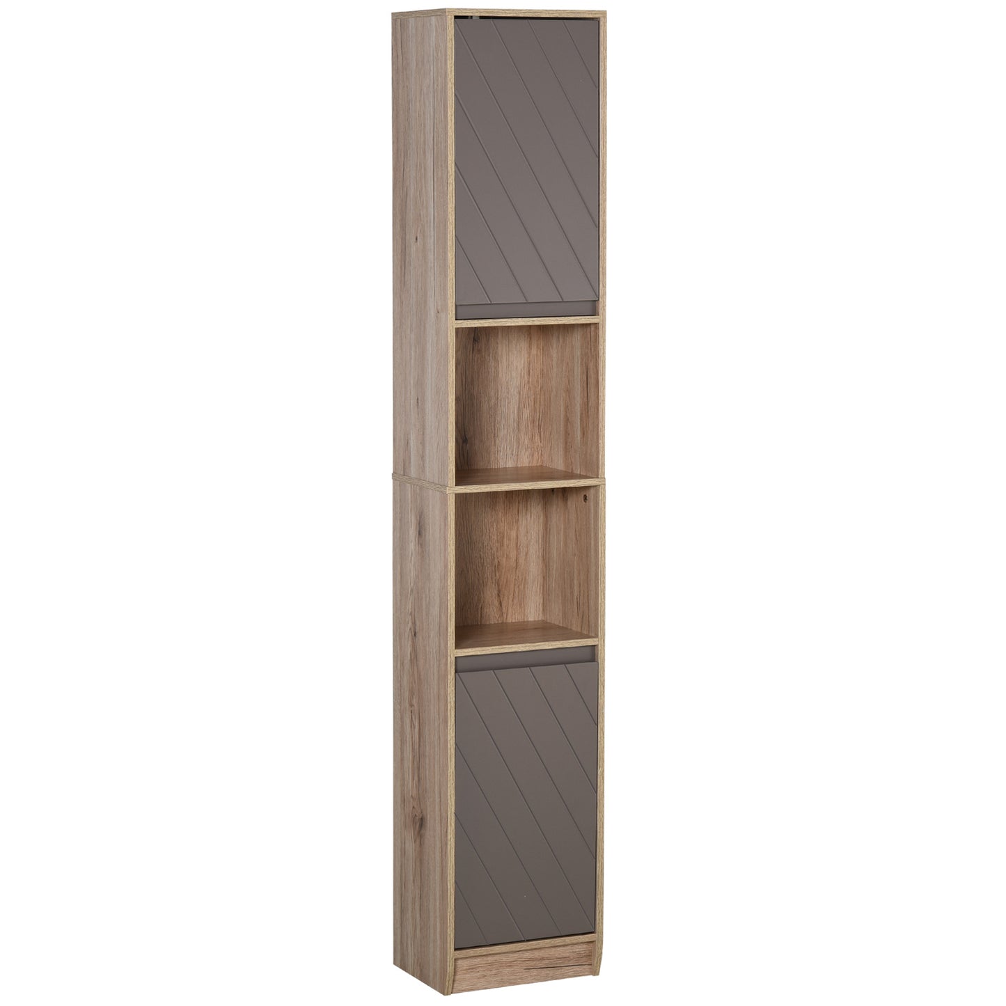 Dulap Baie Space Saver – Gri & Stejar, Cu 6 Rafturi & Dulapioare
