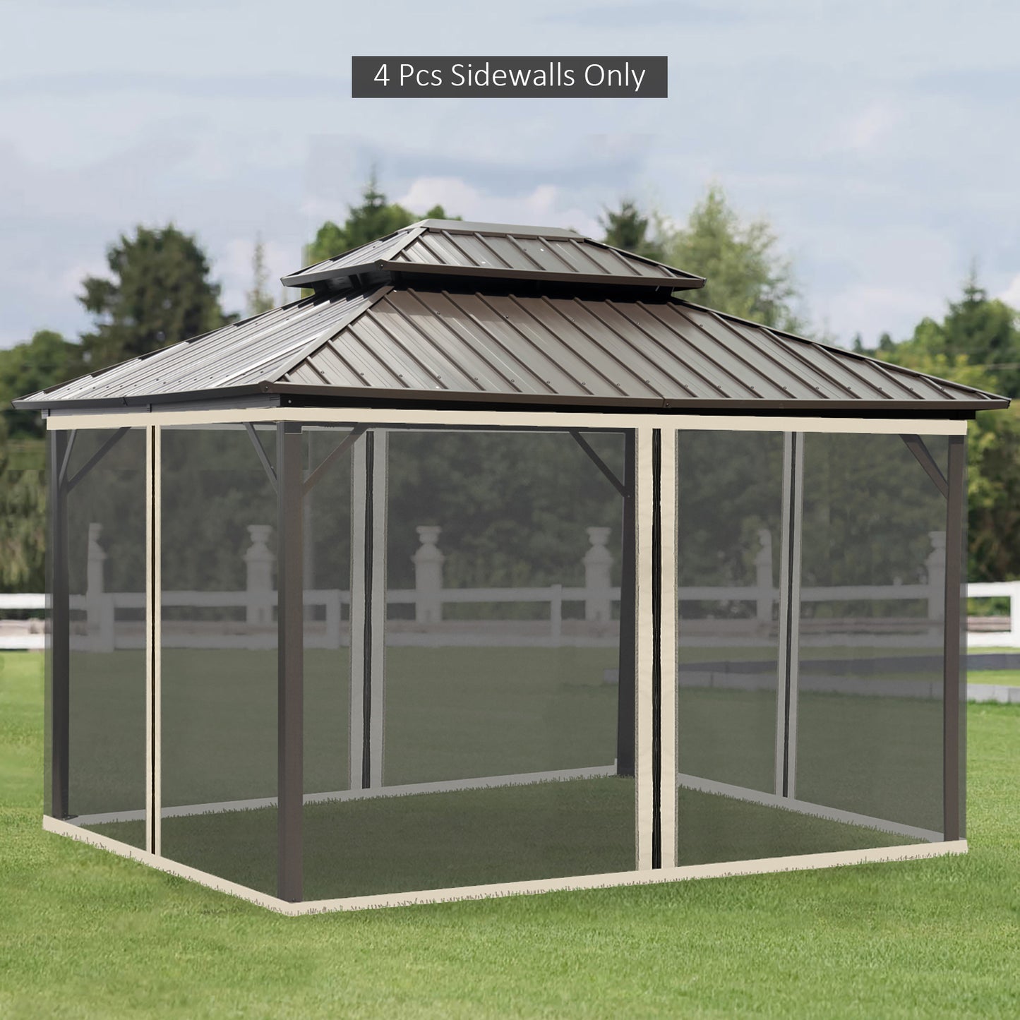 Plasa de Tantari pentru Corturi cu Perdele de Rezerva Universale cu Balamale, 335x207cm - Negru / Bej