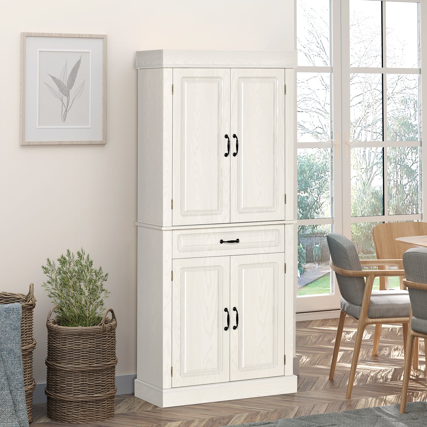 Bufet Bucatarie – Stil Colonial Lemn Alb 80×35×180 cm