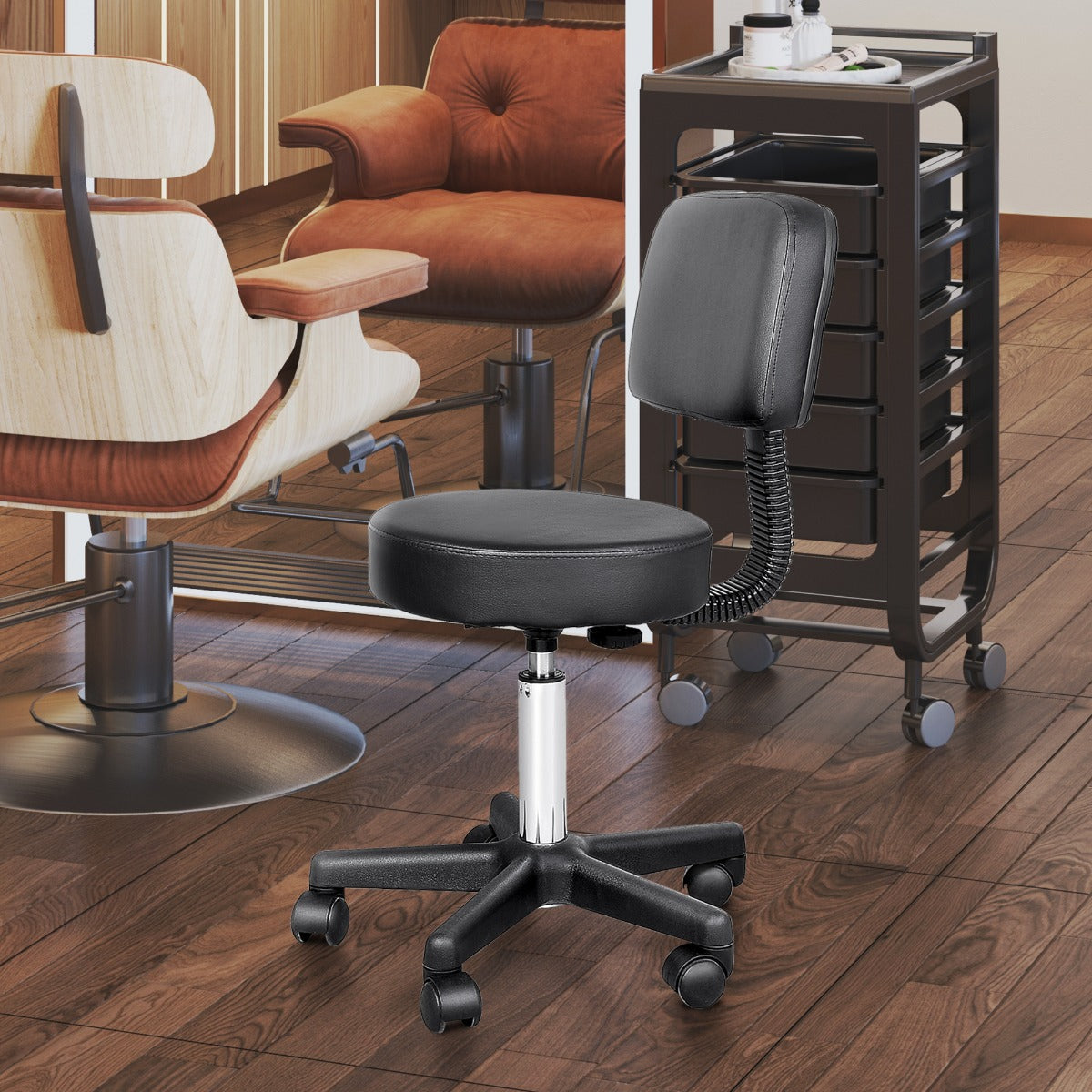 scaun rotativ, piele sintetica, 35x42-54cm, negru