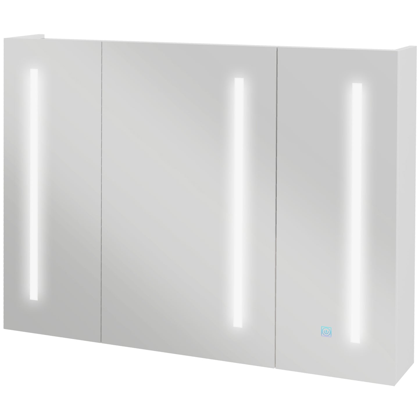 Dulap de Baie cu Oglinda cu LED, Alb Lucios