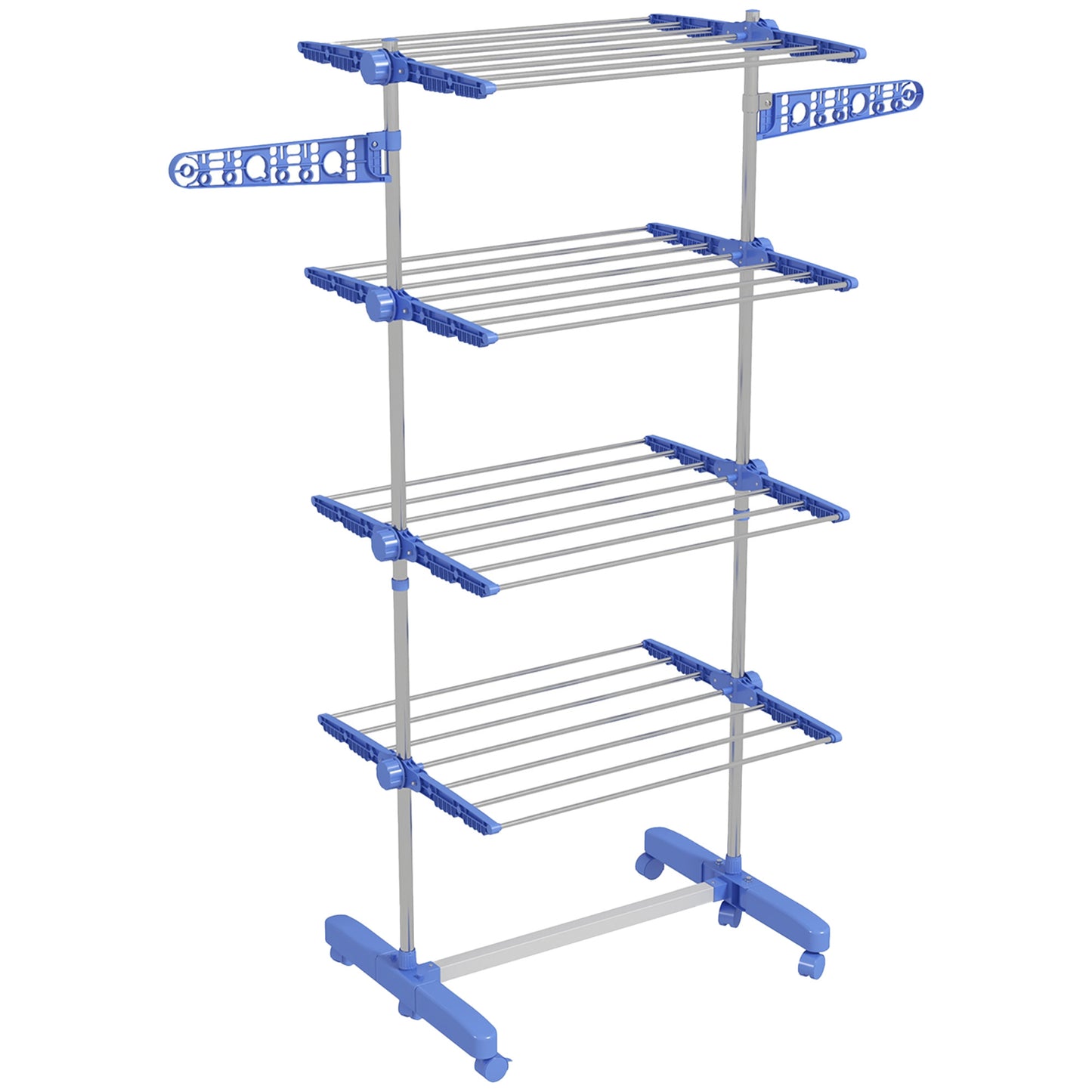 Suport Vertical Uscare Rufe 6 Roti, 4 Rafturi Reglabile – Alb/Argintiu MBE-316