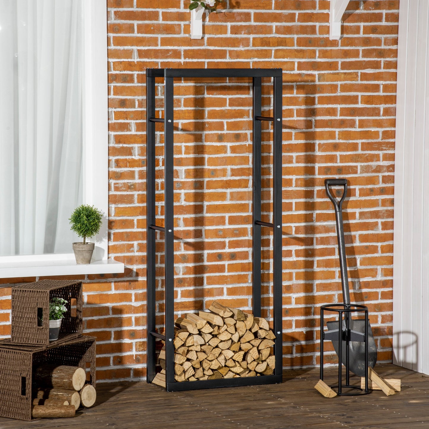 Raft Lemne pentru Casa si Gradina Greutate maxima 100kg Negru, 60x25x150cm