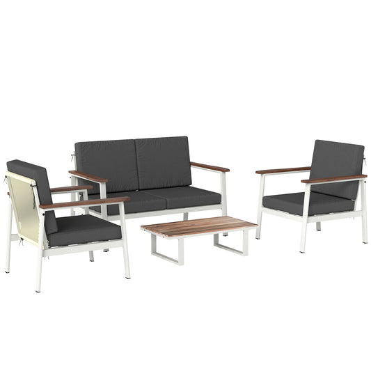 Set Mobilier Grădină 4 Persoane: 2 Fotolii, Canapea, Măsuță