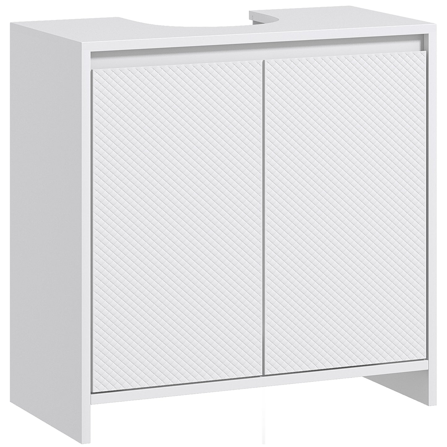 Mobilier Sub Chiuvetă pentru Baie cu 2 Uși, Dulap de Baie cu Decupaj în U pentru Țevi, 60x30x60 cm, Alb