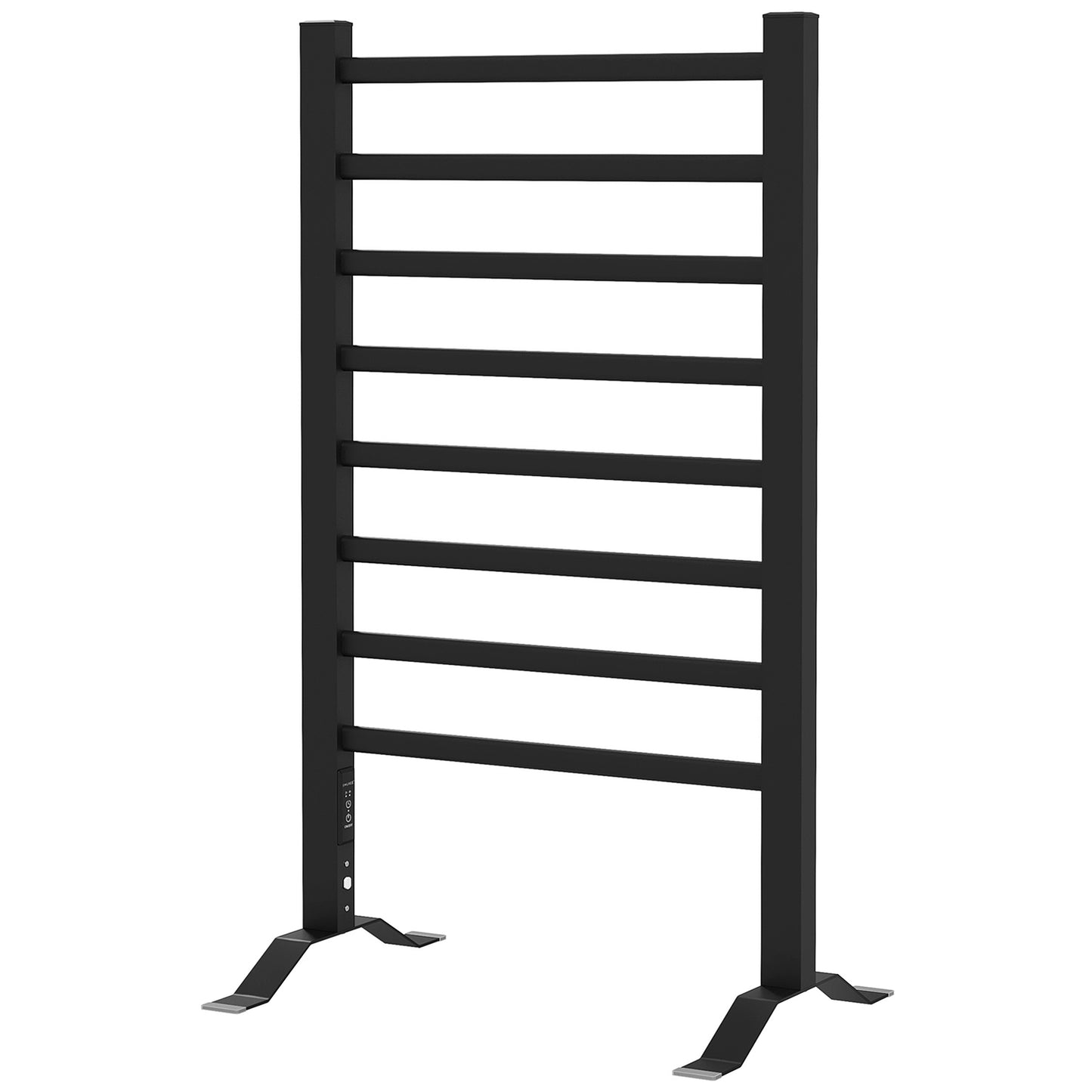 Suport prosop electric de podea sau montare pe perete, 150W, cu 8 bare și timer de 2 sau 4 ore, 53x35x90 cm, negru