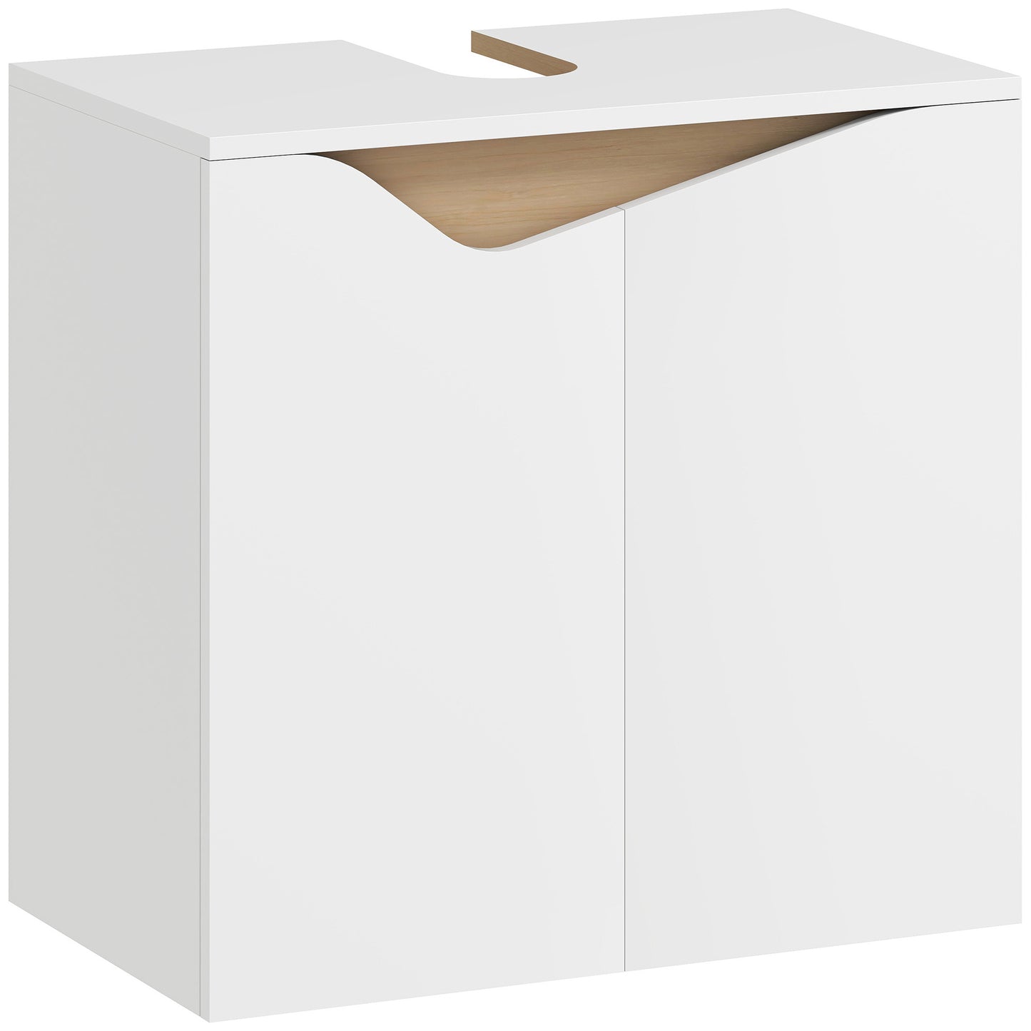 Dulap sub chiuvetă cu 2 uși amortizate pentru lavoar fără piedestal, 60x35x57,9 cm, alb