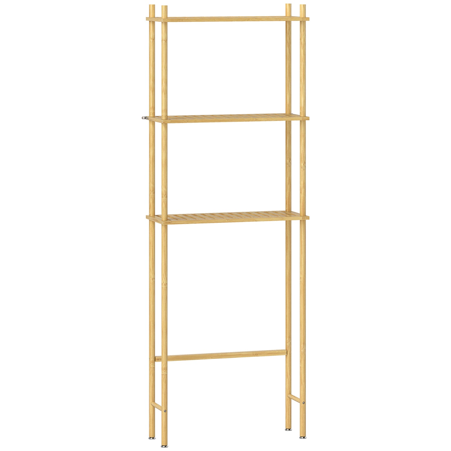 Dulap deasupra WC-ului cu 3 rafturi cu lamele economisitoare de spațiu din bambus, 63,5x25,5x181 cm, culoare lemn