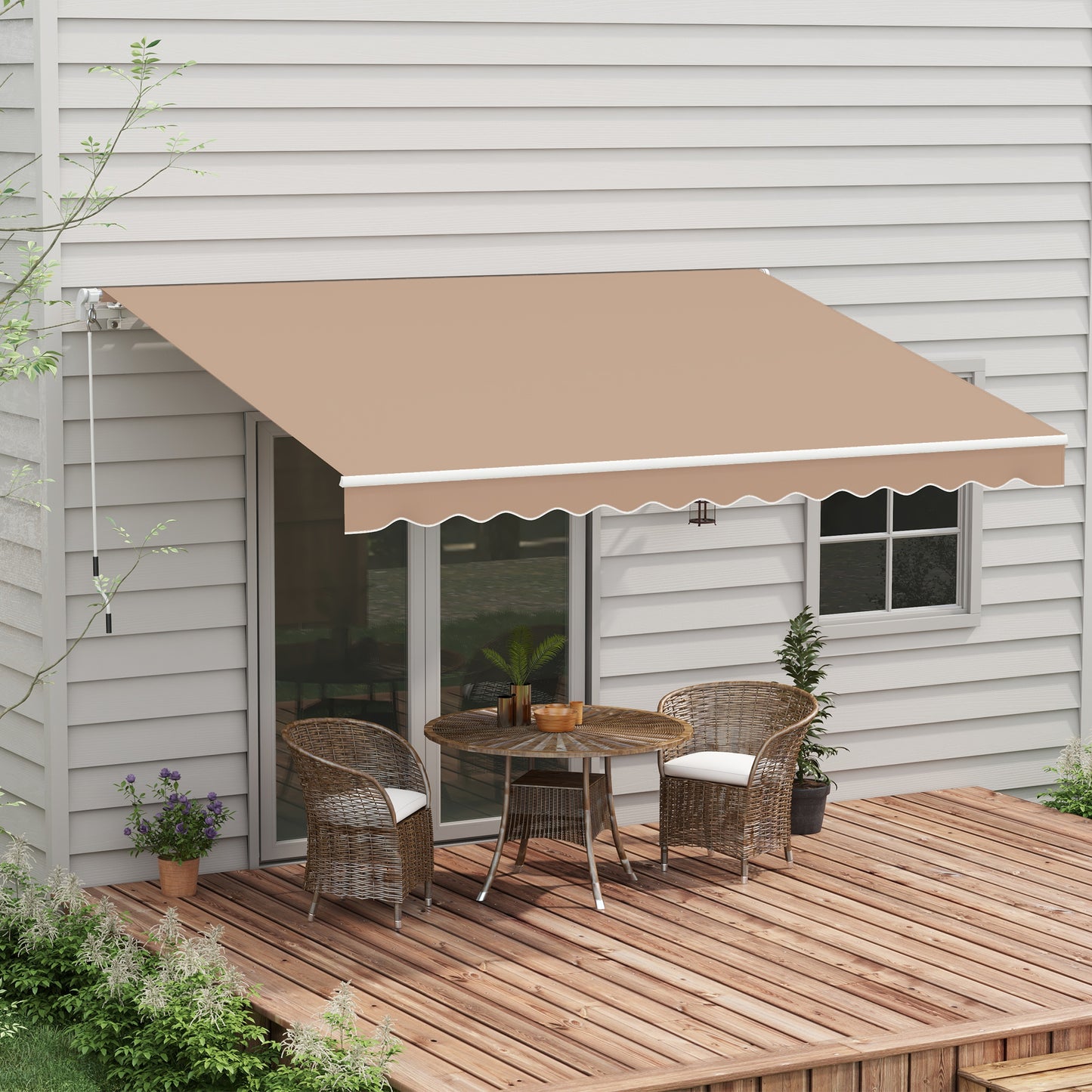 Copertină de Soare pentru Exterior Retractabilă cu Brațe și Manivelă, 350x250 cm, Maro