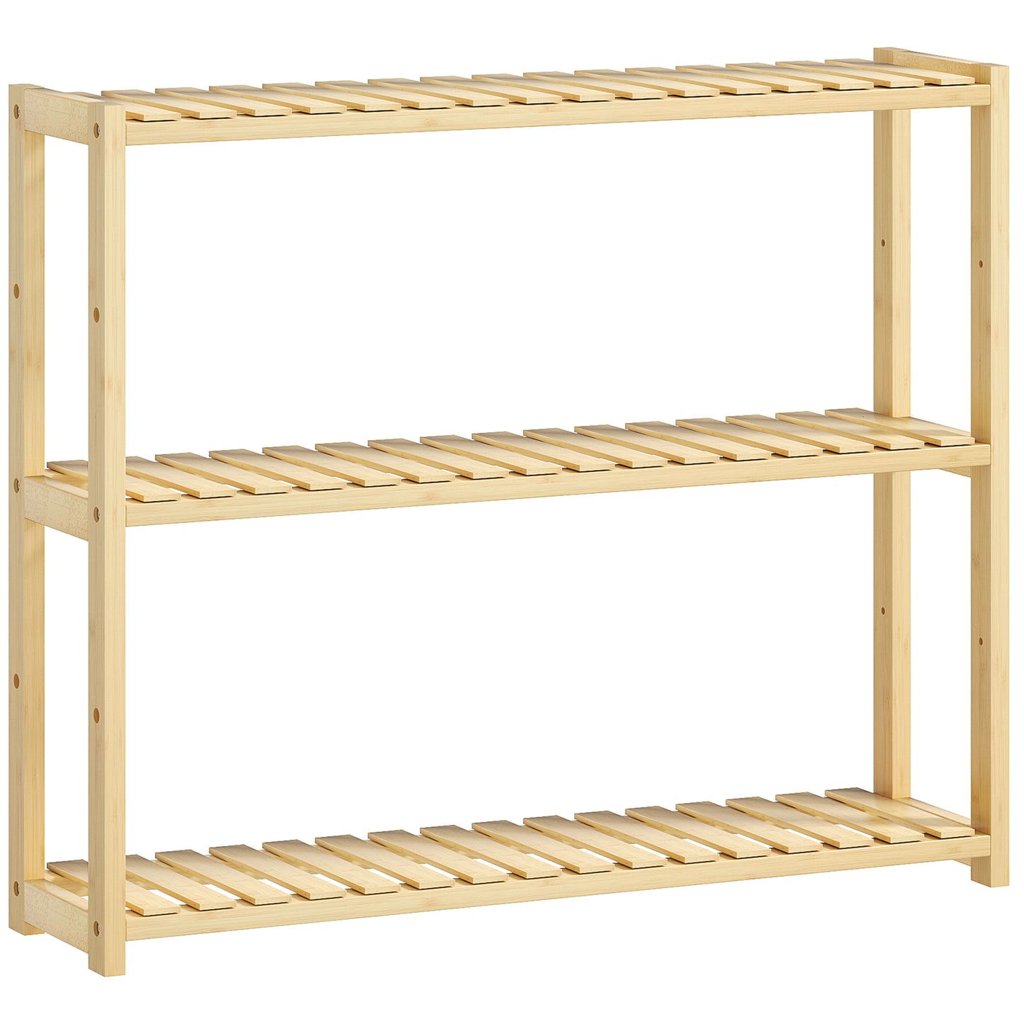 Raft de Baie cu 3 Polițe Reglabile în 5 Poziții, din Bambus, 60x15x50 cm, Culoare Lemn