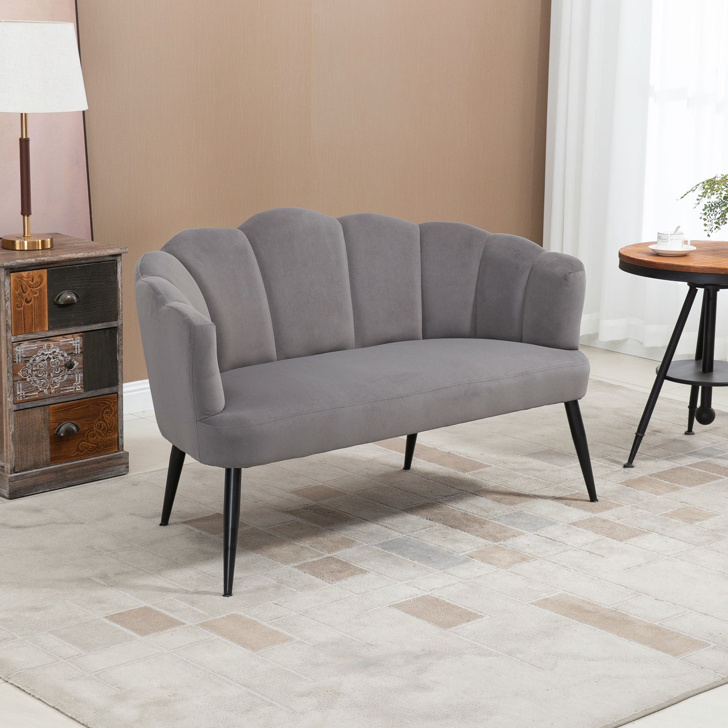 Canapea 132 cm – Catifea Gri pentru Dormitor sau Spatii Mici