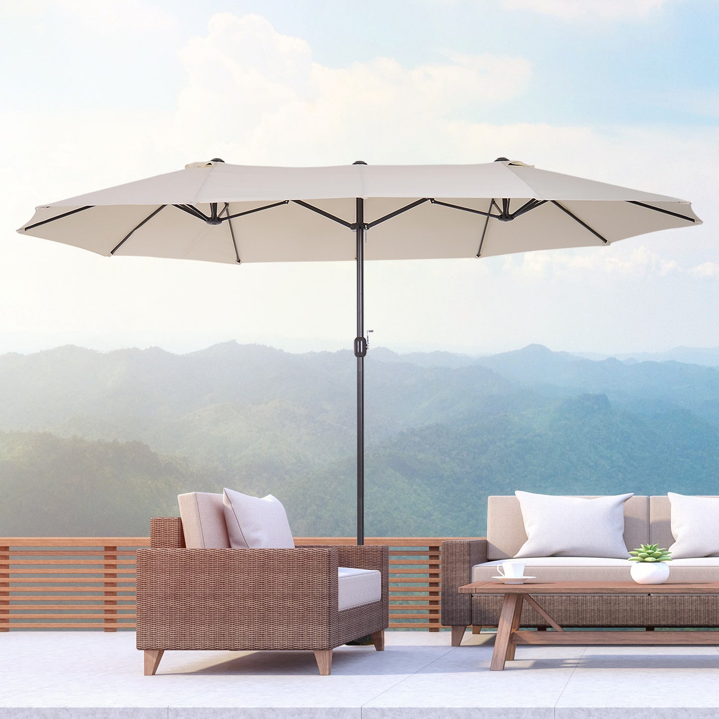 Umbrela de Gradina Impermeabila si Anti-UV Bej, 460x270x240cm