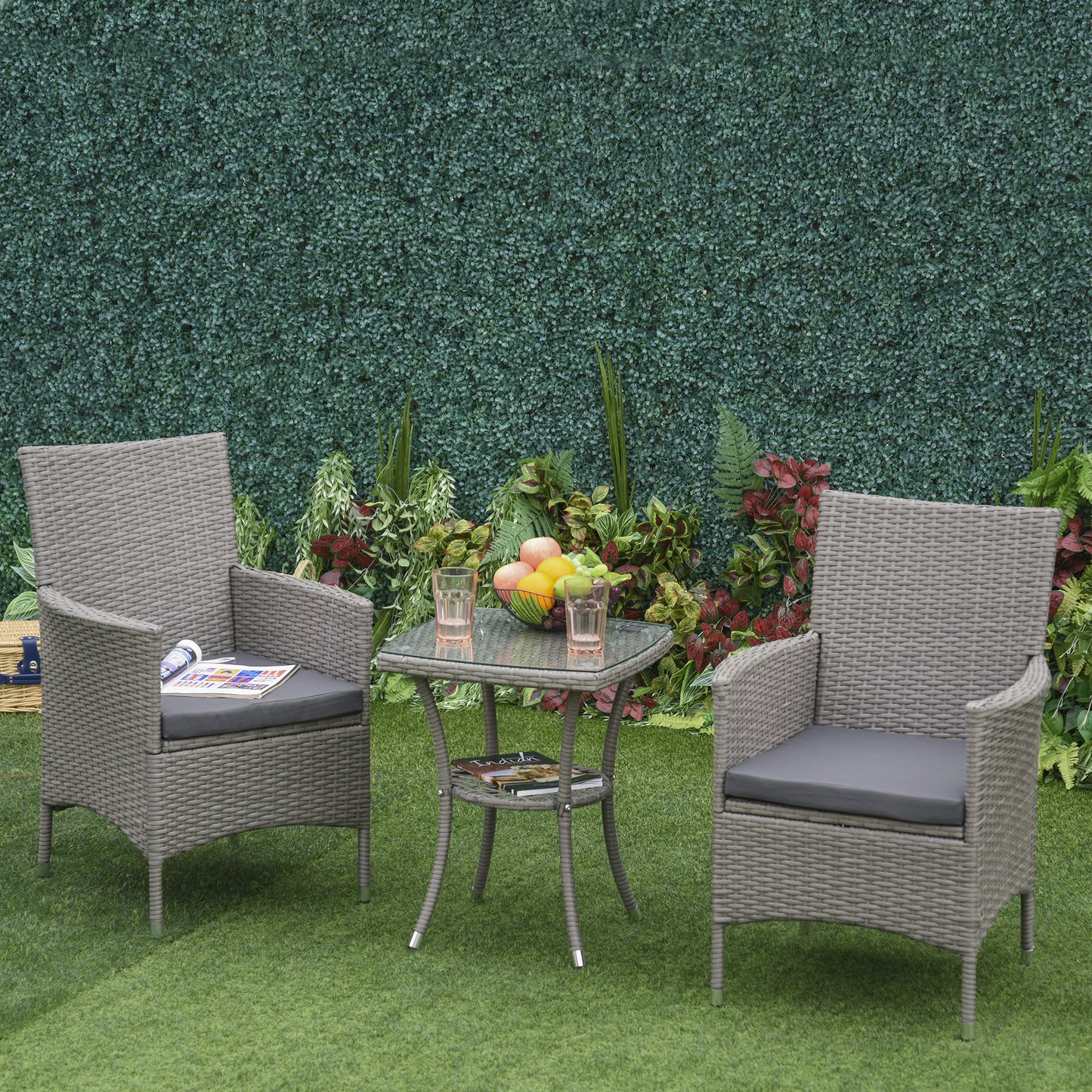 Set Masuta si Scaune de Gradina, Sufragerie de Exterior din Ratan, Gri