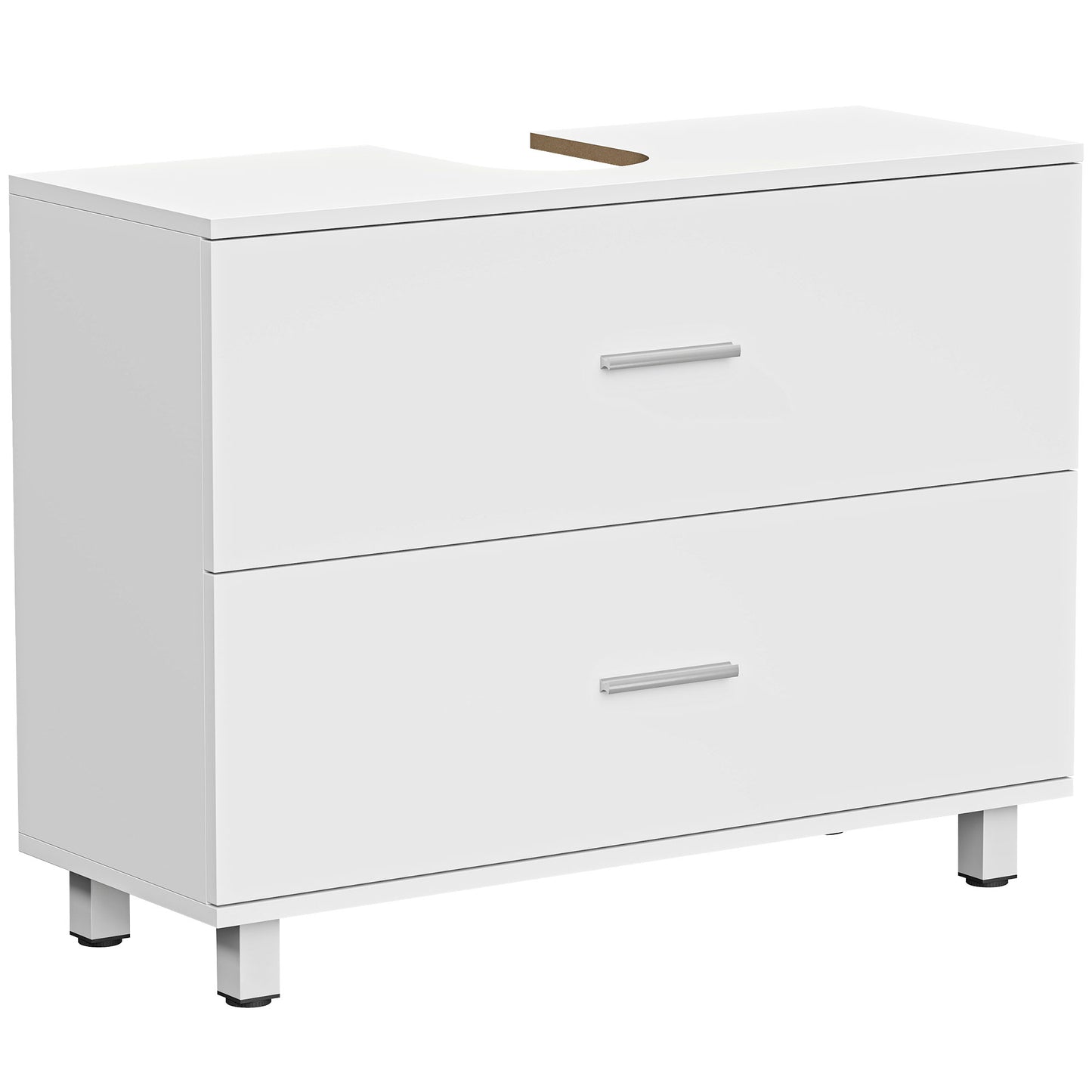 Dulap Modern pentru Baie sub Chiuvetă cu 2 Sertare și Separatoare pentru Chiuvetă Fără Picior, 80x30x60 cm, Alb