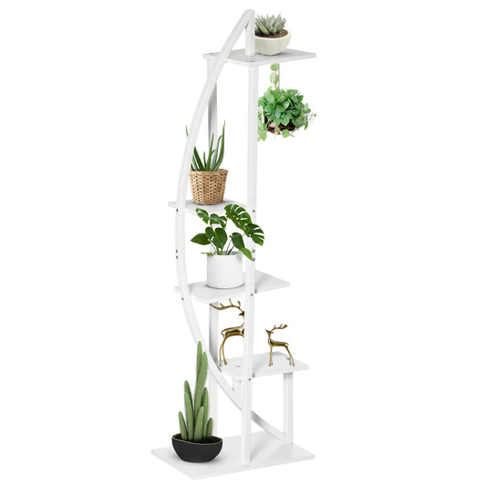 Suport pentru plante cu 5 niveluri Scara in forma de jumatate de luna Suport pentru ghivece Raft pentru interior, exterior, camera de zi, studiu, balcon si dormitor