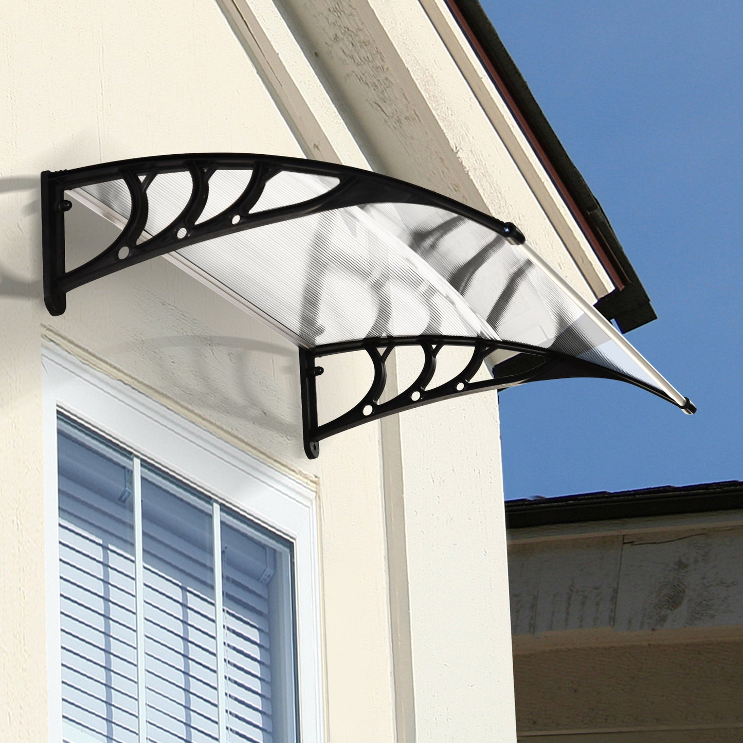 Copertina din Policarbonat pentru Usa sau Fereastra, Marchiza de Protectie Ploaie si UV, 80x100x23 cm, Transparent