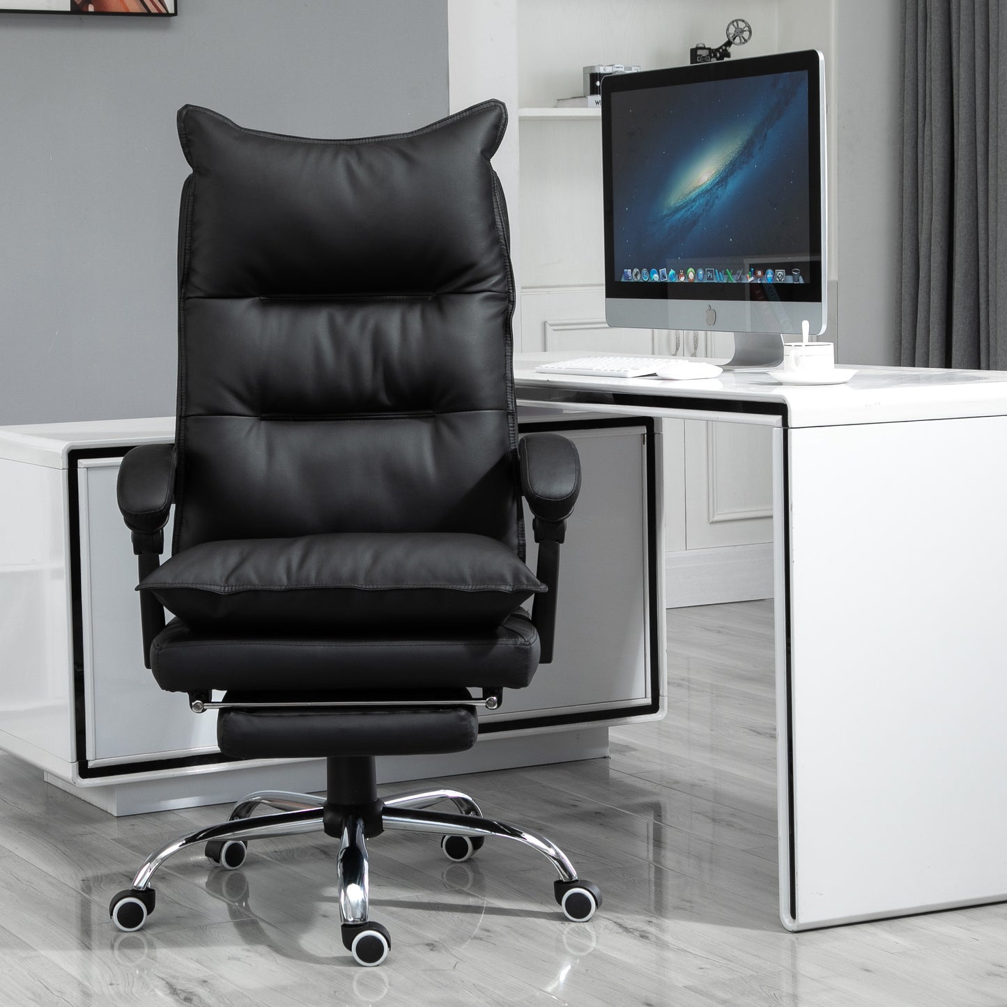 Fotoliu Birou Negru – Rabatabil, Suport Picioare & Ergonomic