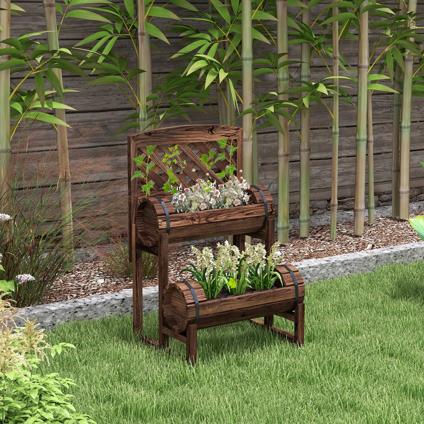Strat inaltat de gradina cu grilaj pe 2 nivele, Jardinie