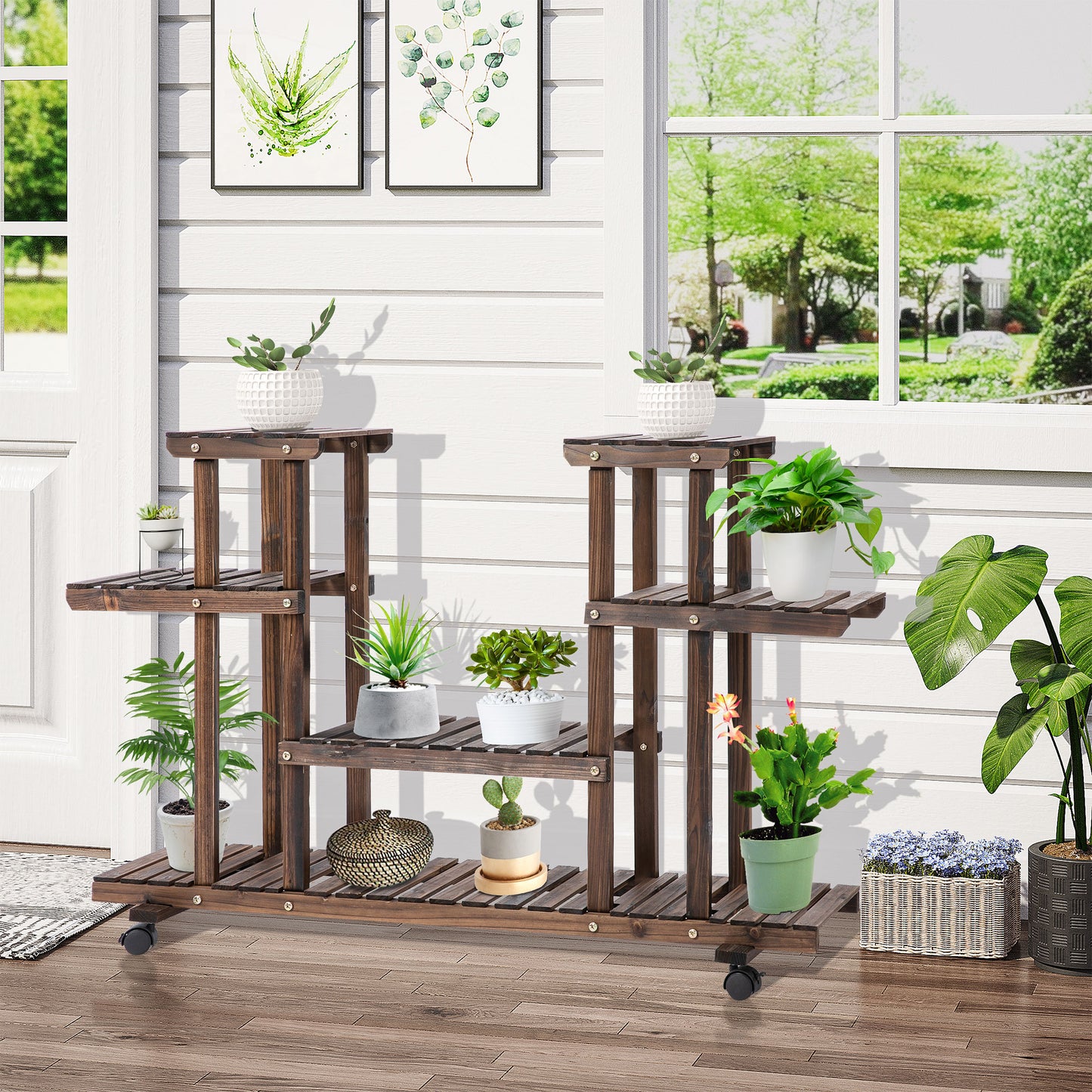 Raft pentru Flori – 4 Niveluri Lemn pentru Interior sau Gradina
