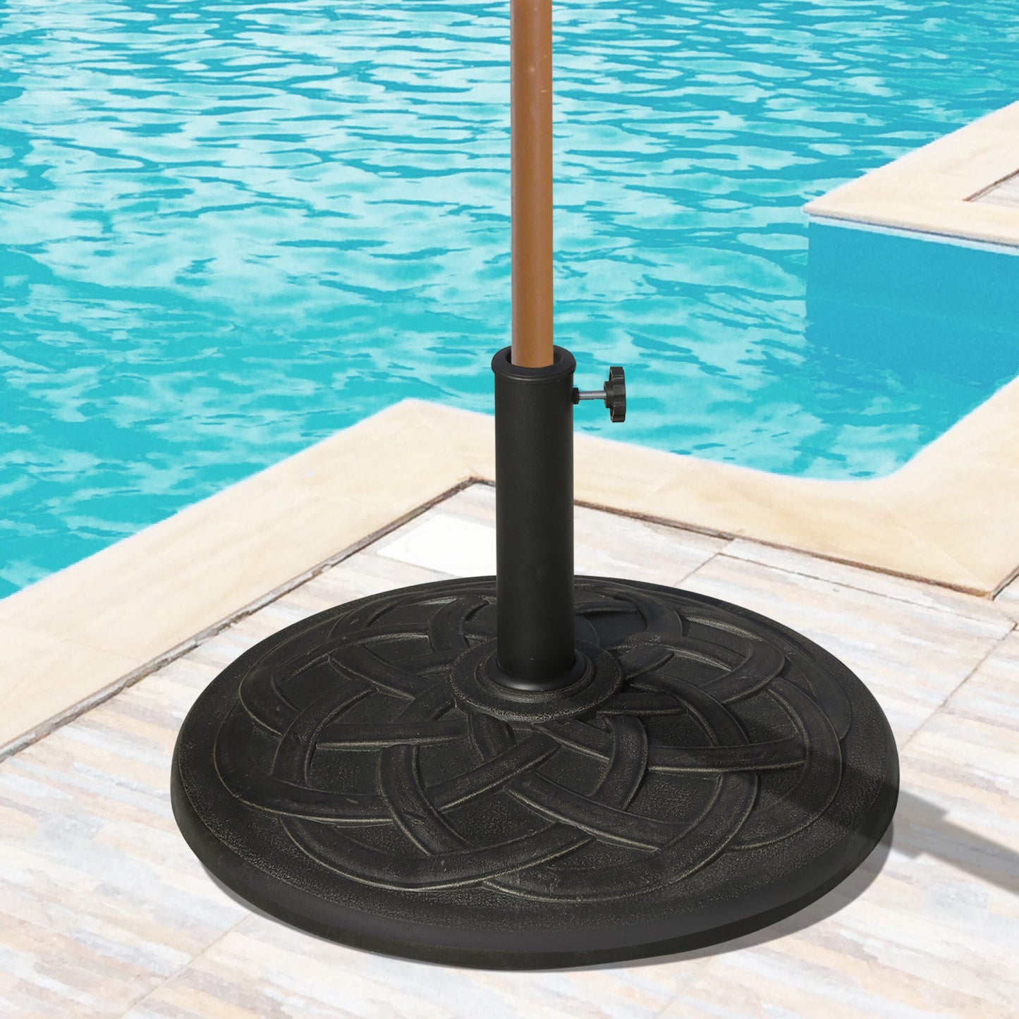 Baza pentru Umbrela din Rasina 19 kg cu Decoratiuni si Cuplaj, Rezistenta la Rugina, Φ54.5cm, Bronz
