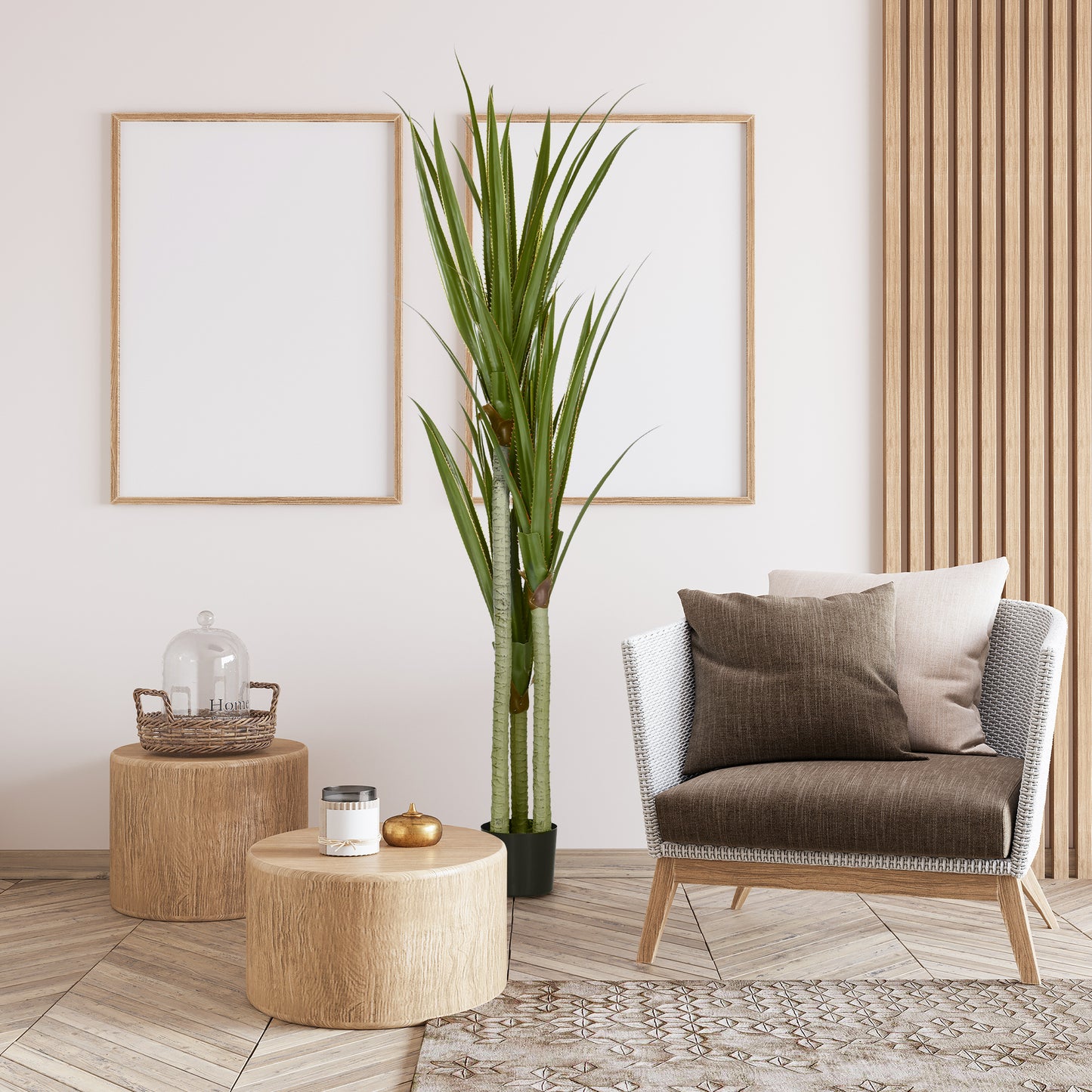 Yucca Artificială 190cm Plantă Artificială cu 39 Frunze Decorațiune pentru Casă Living Birou Grădină Ø17x190 cm Verde