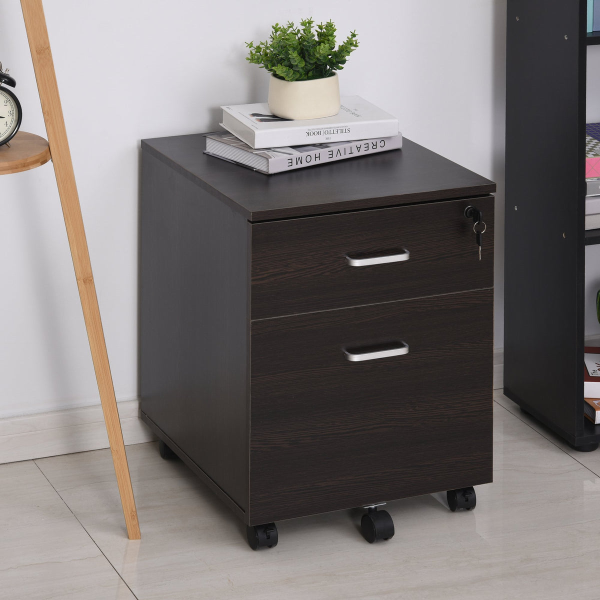 Dulap cu Sertare pentru birou, 2 sertare si 5 roti, usor de mutat, 40x44x54.6cm