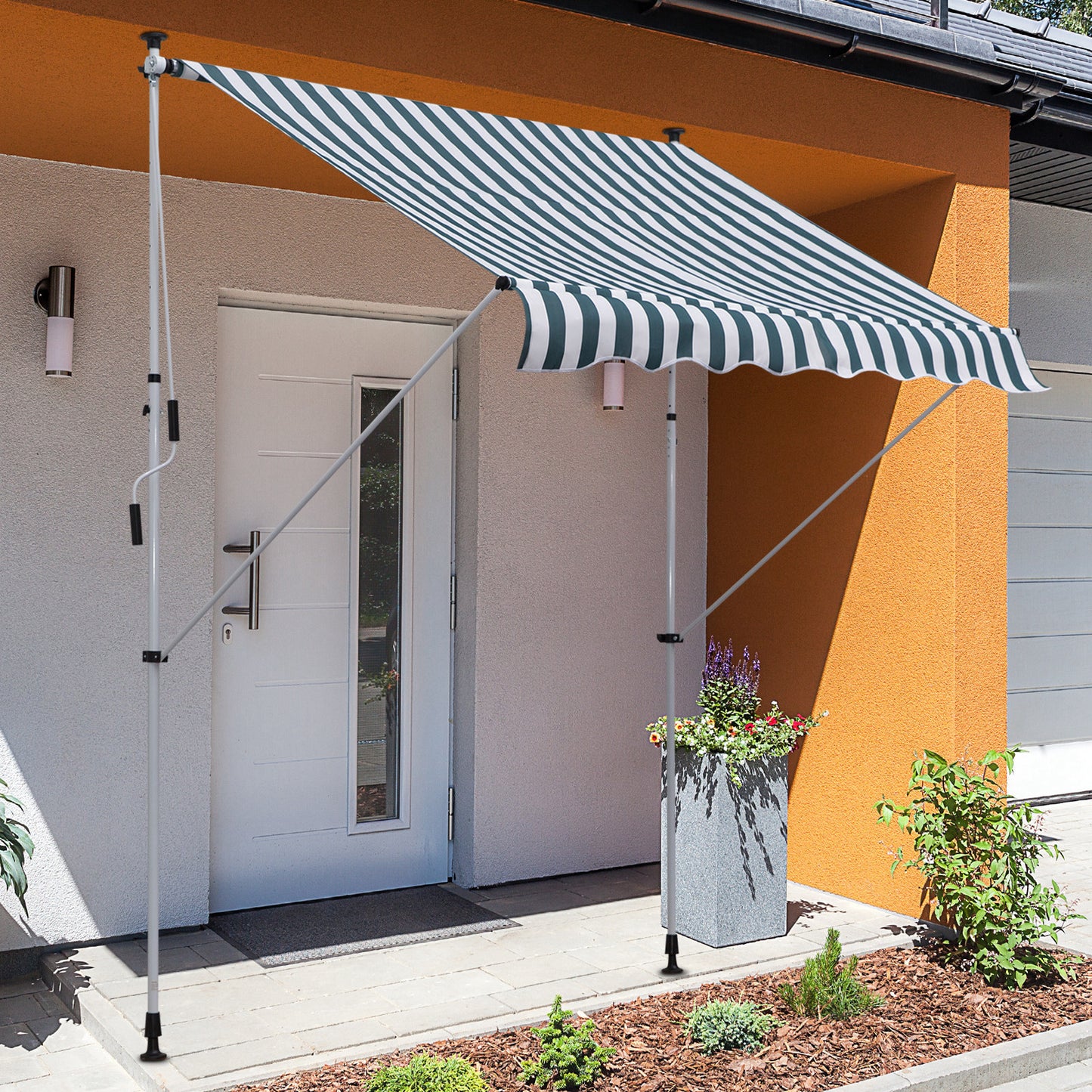 Copertina pentru soare de exterior tip rulou tip rulou cu manivela, inaltime si unghi reglabil, 200x150cm