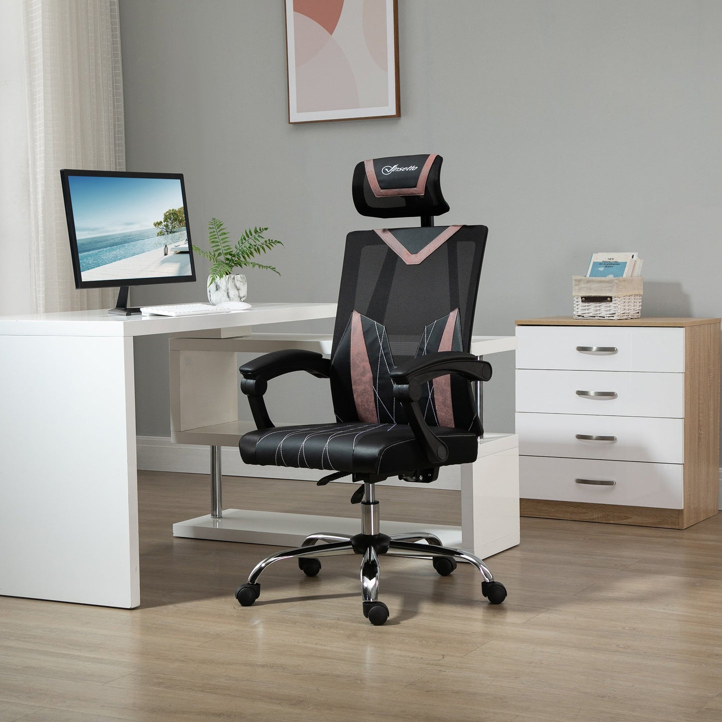 Scaun de Birou Ergonomic inclinabil cu Suport Lombar si Cervical