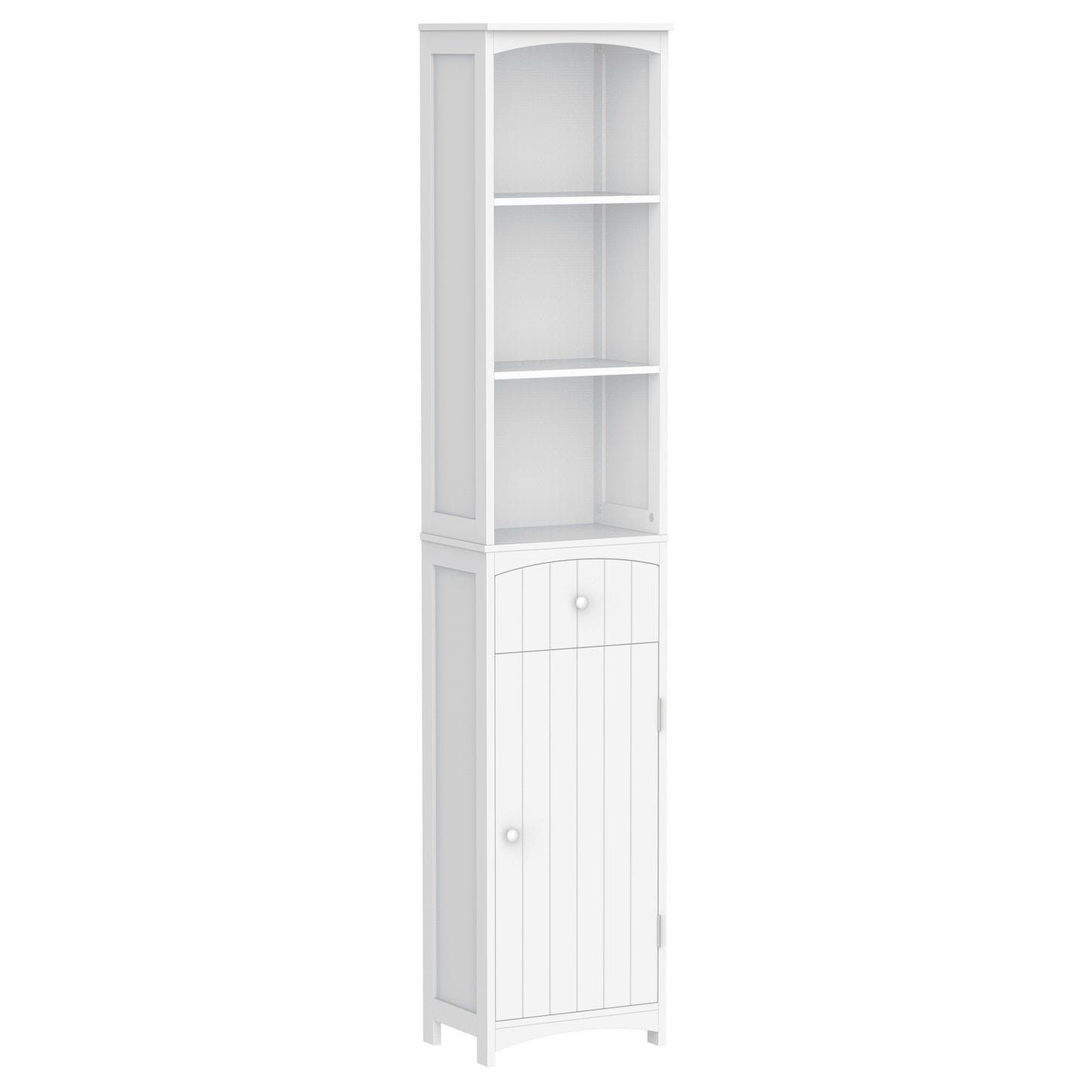 Dulap Înalt de Baie cu 3 Rafturi din MDF, 34x24x170 cm, Alb