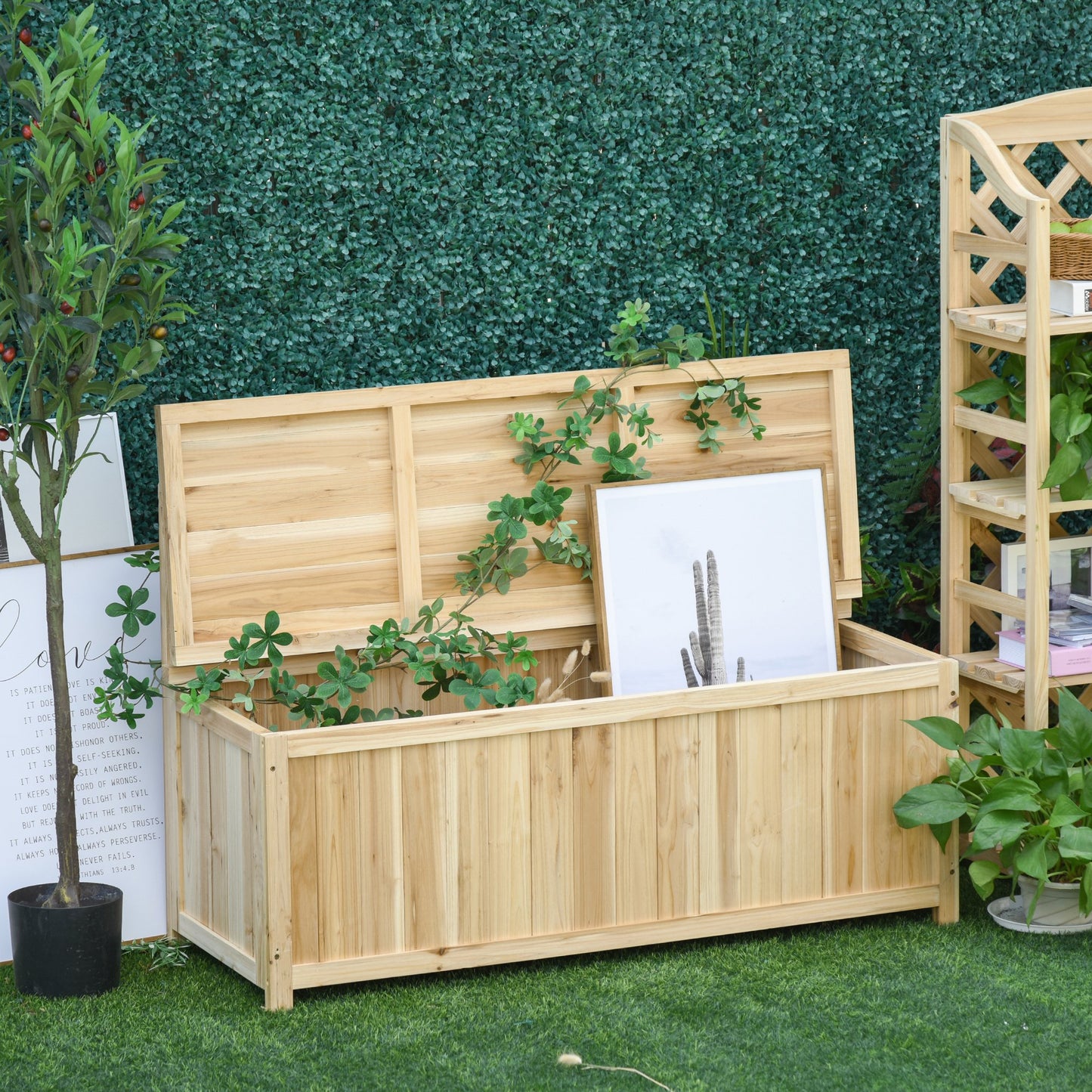 Cufar container pentru Extern din Lemn de Brad Natural cu Spatar