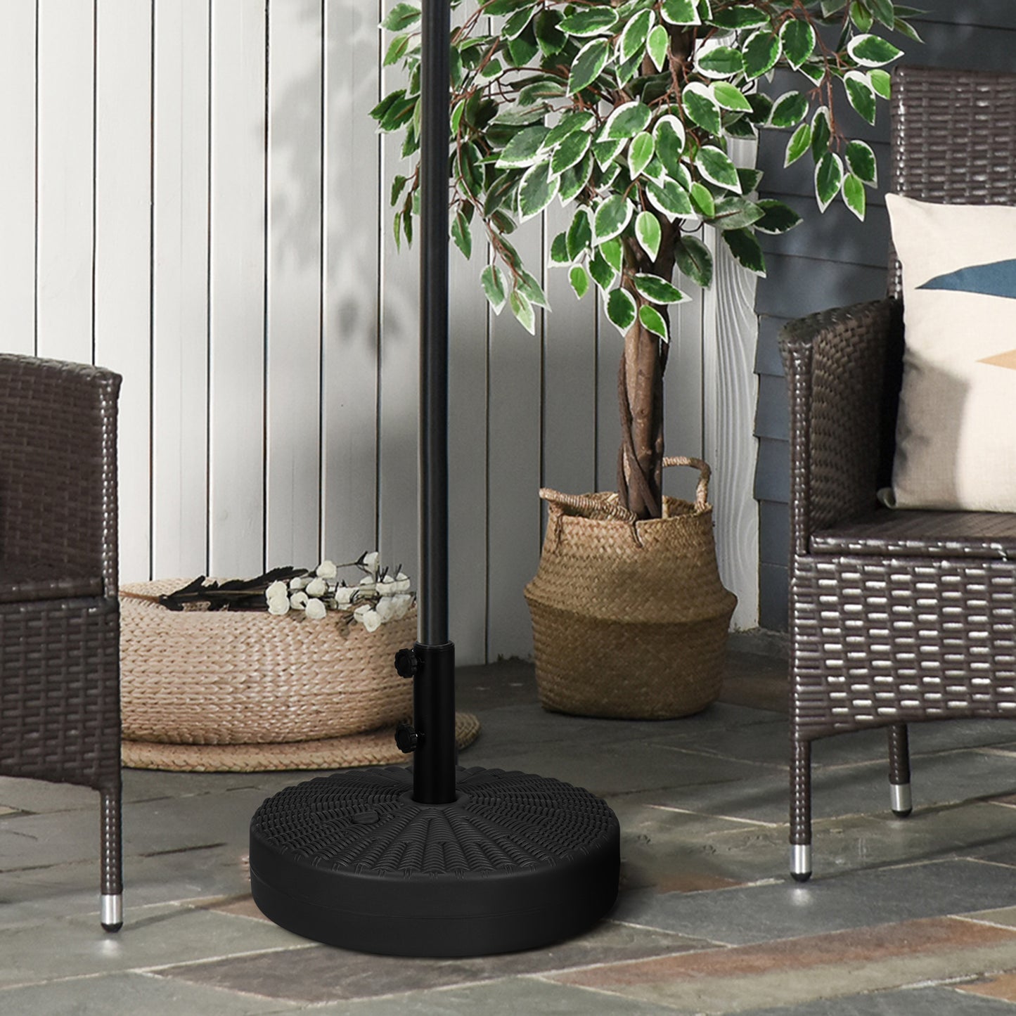 Bază pentru Umbrelă de Grădină 3 m cu Mânere Incorporate, din HDPE și Oțel, Ø51x36 cm, Negru