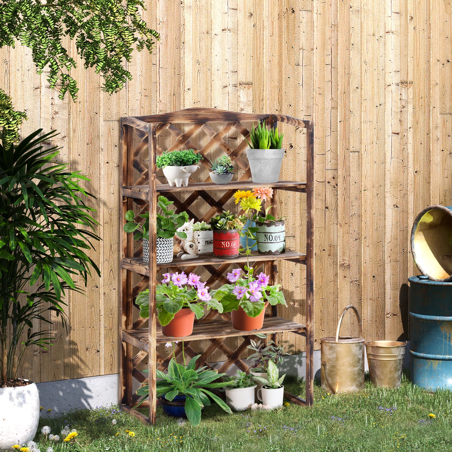 Raft Ghivece pentru Plante cu 3 Etajere din Lemn de Brad, 80x40x150 cm