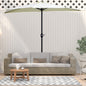 Umbrelă de terasă în formă de semilună cu deschidere manuală și stâlp în 2 secțiuni, 2.6 x 1.35 m, bej