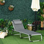 Șezlong Pliabil cu Tetieră și Spătar Reglabil din Aluminiu 60x165x76cm Gri