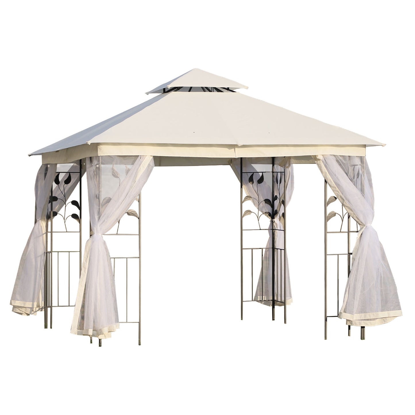 Foisor de Exterior 3x3m cu Plasa pentru Tantari si Cadru din Otel Alb