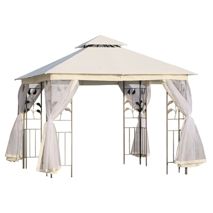 Foisor de Exterior 3x3m cu Plasa pentru Tantari si Cadru din Otel Alb