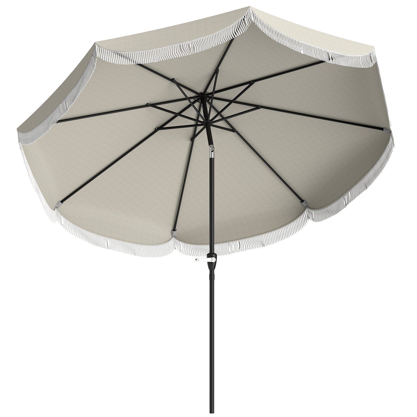 Umbrelă de Grădină Rotundă 2,7x2,4 m cu Manivelă, din Metal și Poliester, Gri Deschis