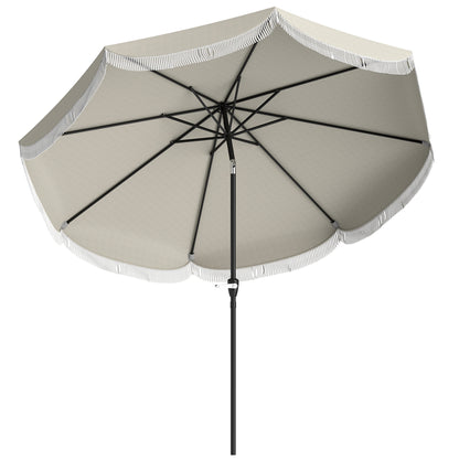 Umbrelă de Grădină Rotundă 2,7x2,4 m cu Manivelă, din Metal și Poliester, Gri Deschis