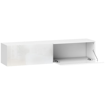 Dulap TV Suspendat pentru Televizoare de 45"-55"-65" cu 2 dulapuri și uși rabatabile, 140x33x29.8 cm, alb