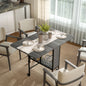 Masă de dining pliabilă pentru maximum 6 persoane, cu raft, din lemn și metal, 130x80x74 cm, gri