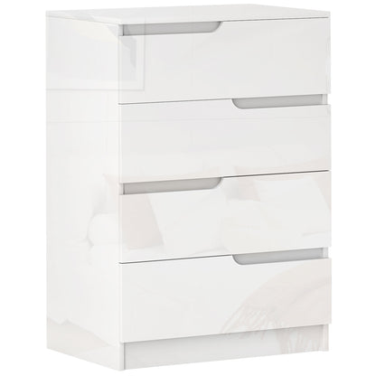 Comodă modernă și minimalistă cu 4 sertare din lemn, 60x40x85 cm, Alb Lucios
