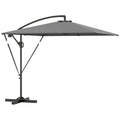 Umbrelă de grădină suspendată 2,5x2,5 m cu manivelă, înclinabilă și rotativă cu husă, gri