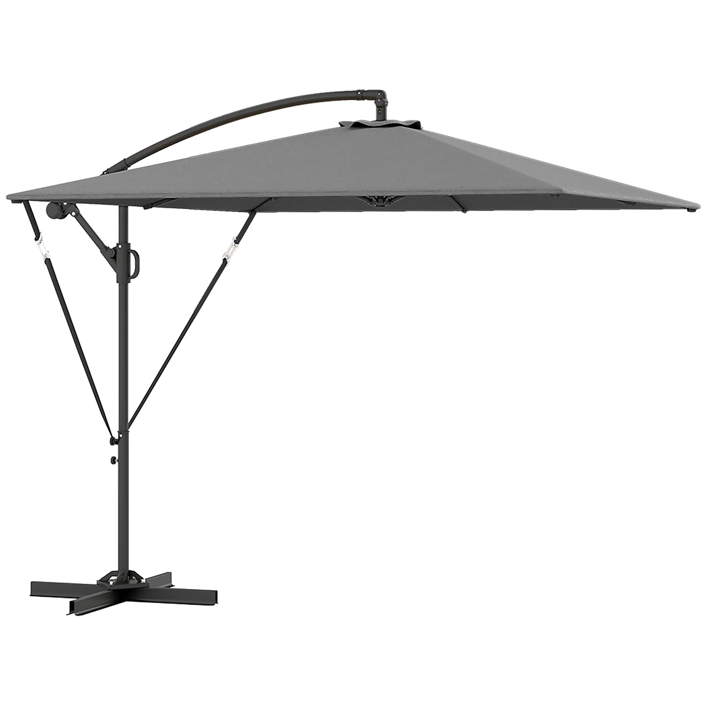 Umbrelă de grădină suspendată 2,5x2,5 m cu manivelă, înclinabilă și rotativă cu husă, gri