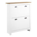 Dulap pentru pantofi Slim cu 2 sertare rabatabile și raft reglabil pentru 12 perechi de pantofi, 79x23x90,5 cm, alb