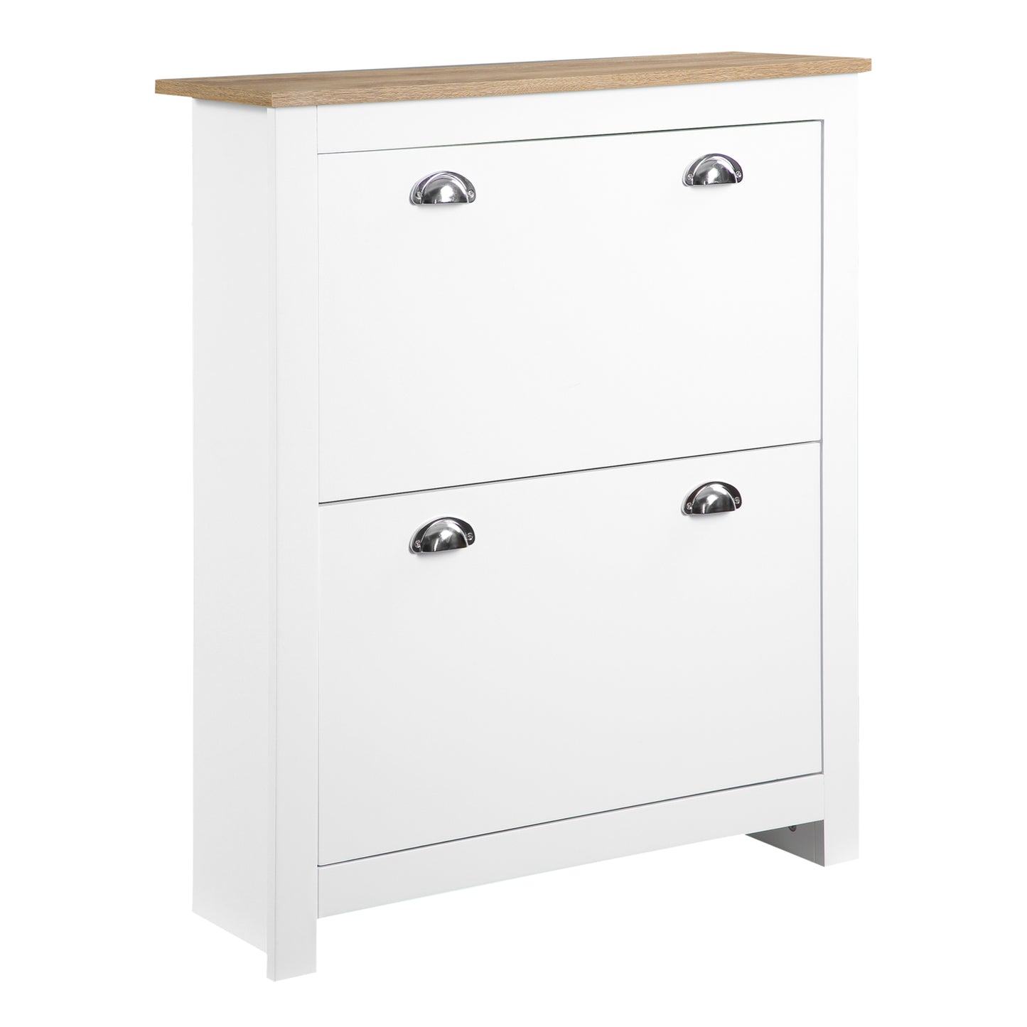 Dulap pentru pantofi Slim cu 2 sertare rabatabile și raft reglabil pentru 12 perechi de pantofi, 79x23x90,5 cm, alb