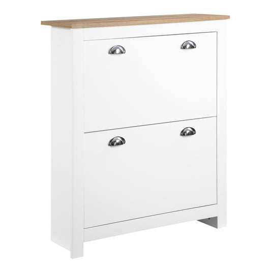 Dulap pentru pantofi Slim cu 2 sertare rabatabile și raft reglabil pentru 12 perechi de pantofi, 79x23x90,5 cm, alb