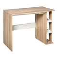 Birou Modern din Lemn cu Raft cu 3 Etaje, 100x44x74cm, Alb și Stejar